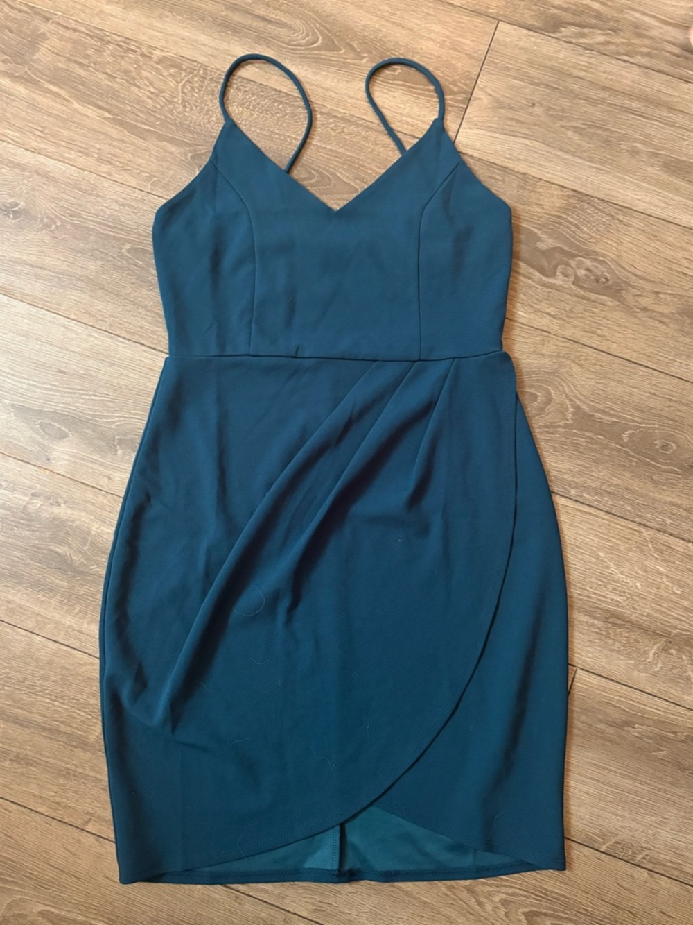 Lulu's Teal Spaghetti Strap Wrap-Style Mini Dress NWOT